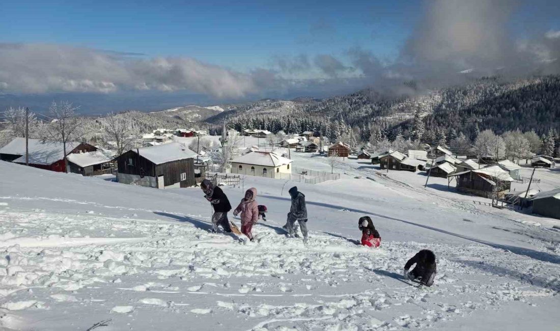YÜKSEK KESİMLERDE ETKİSİNİ SÜRDÜREN KAR YAĞIŞIYLA BERABER BEYAZA BÜRÜNENE SAKARYA’NIN