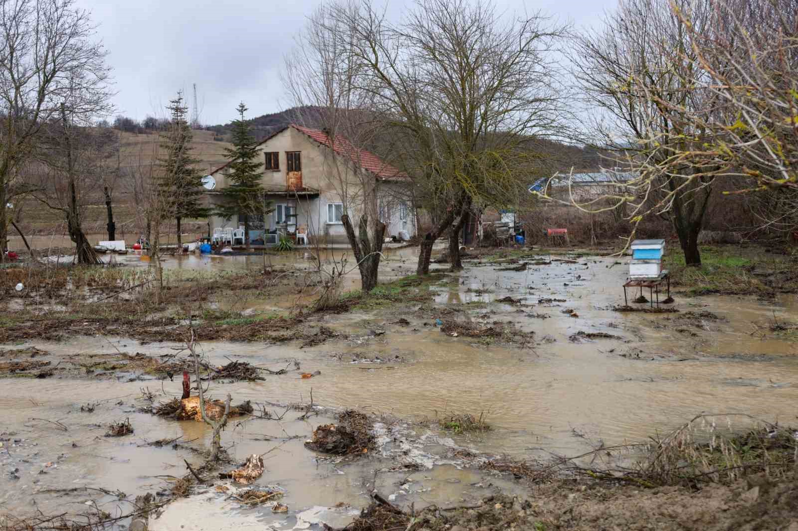 Bilecik’te Karasu Deresi taştı, birçok tarım arazisi ve iki ev su altında kaldı