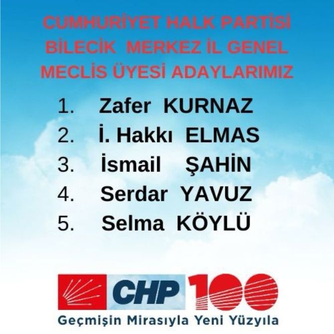 CHP Bilecik Merkez İlçe Başkanlığı aday sıralamasını değiştirdi