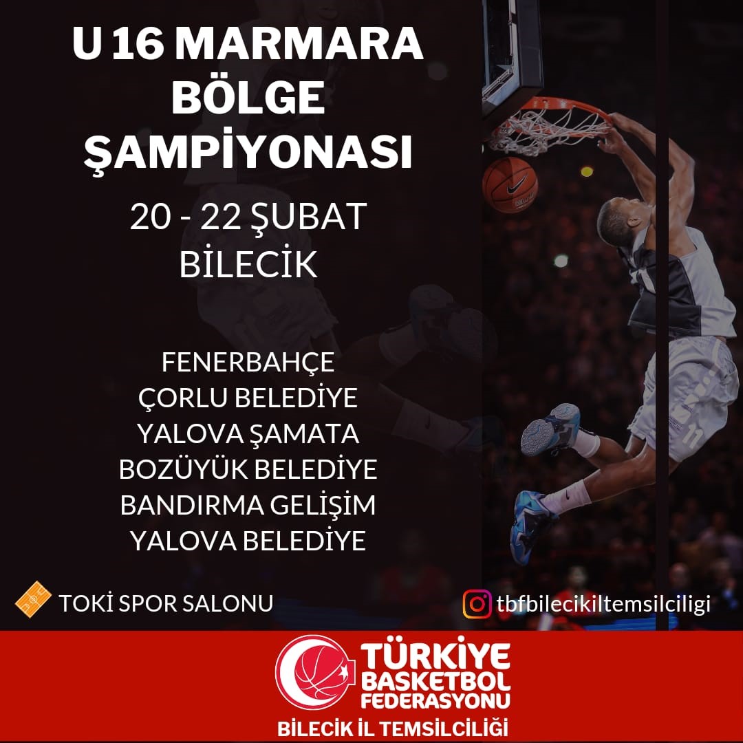 U16 Marmara Bölge Basketbol Şampiyonasına Bilecik ev sahipliği yapacak