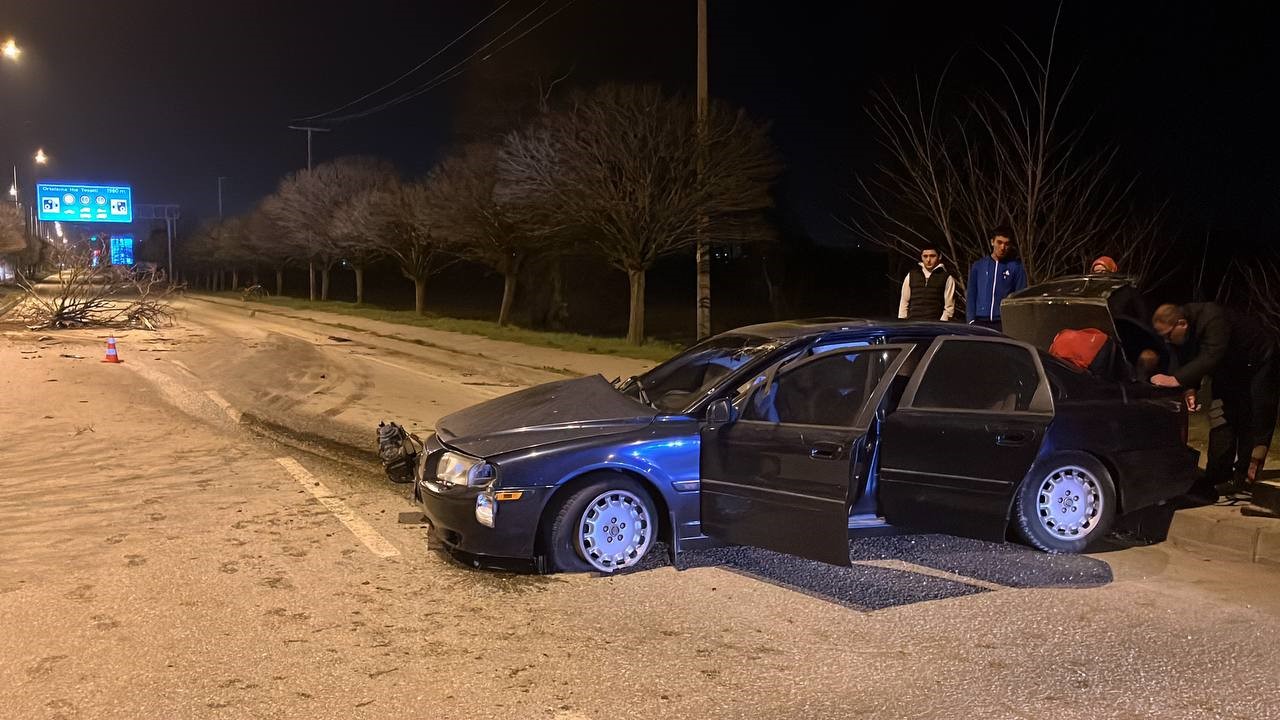 İki ağacı kökünden söken otomobil, karşı şeride uçtu: Sürücünün burnu bile kanamadı