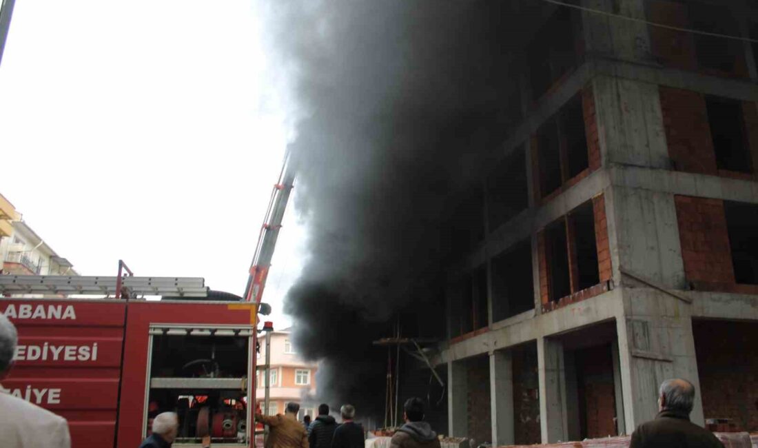 KASTAMONU’NUN ABANA İLÇESİNDE İNŞAAT HALİNDEKİ BİNADA YANGIN ÇIKTI. ÇIKAN YANGINI