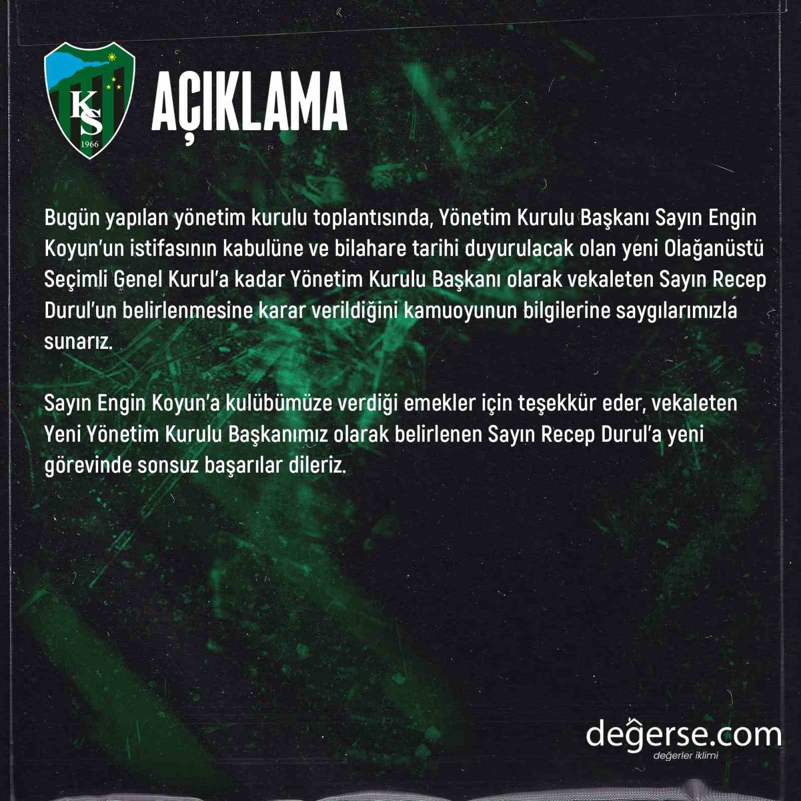 Kocaelispor’da karar çıktı: Olağanüstü kongreye gidilecek