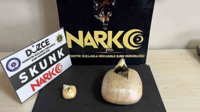 DÜZCE’DE POLİS EKİPLERİ TARAFINDAN YAPILAN ÇALIŞMADA 960 GRAM SKUNK, 80