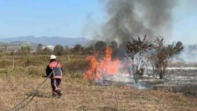 DÜZCE BELEDİYESİ İTFAİYE MÜDÜRLÜĞÜ, TARIM ARAZİLERİNDE BAŞLAYAN TEMİZLİK ÇALIŞMALARINDA ANIZ