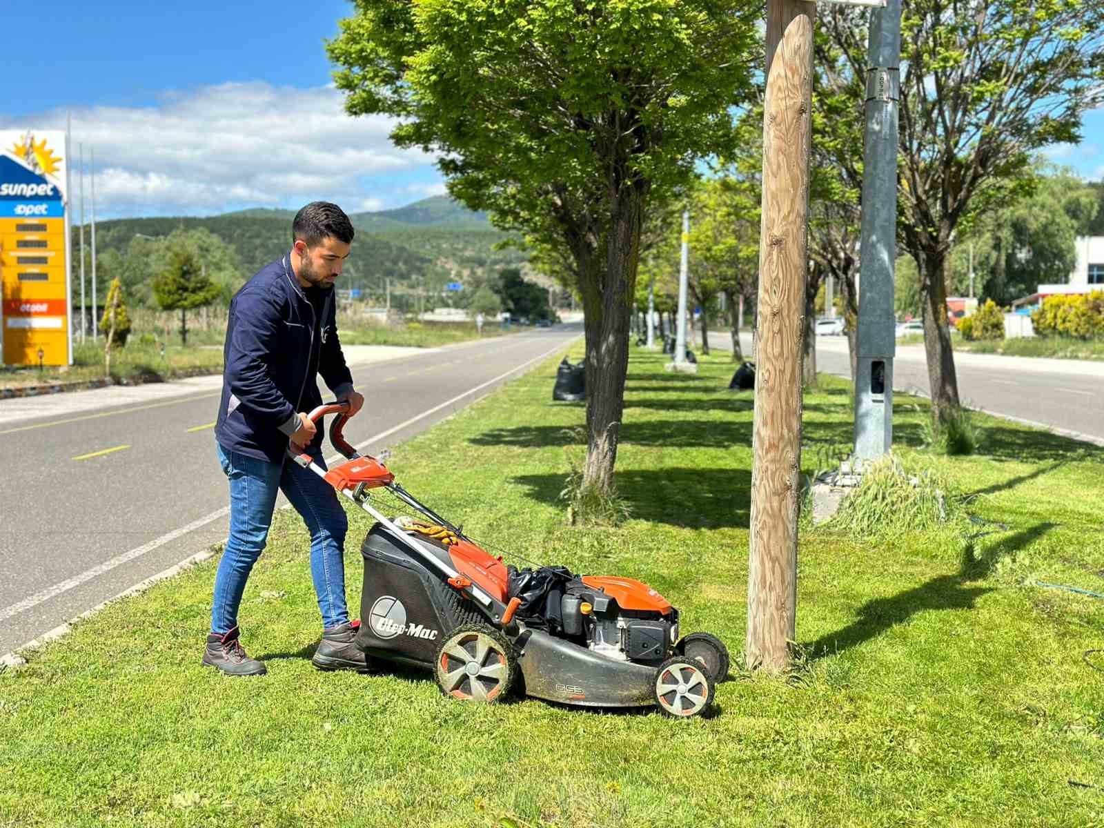 Bozüyük’te yeşil alanlarda çalışmalar devam ediyor