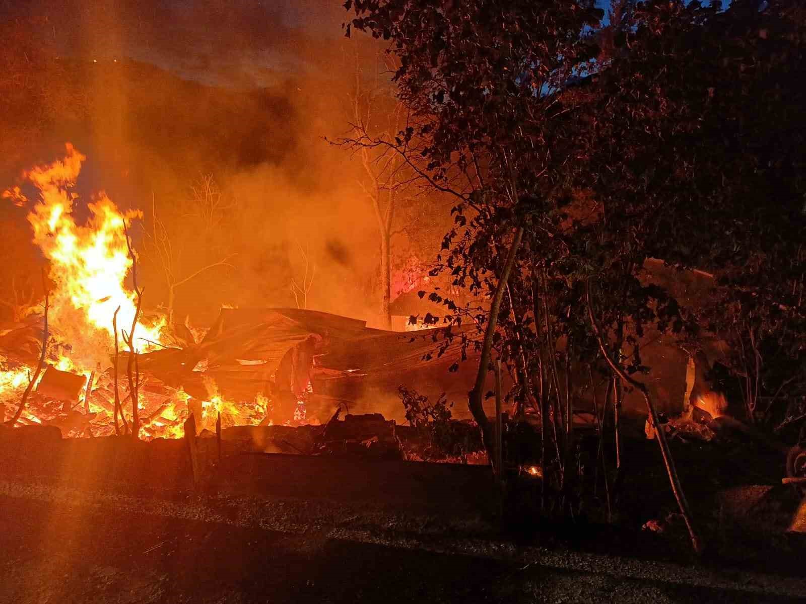 KASTAMONU’NUN BOZKURT İLÇESİNDE SOBADAN ÇIKTIĞI TAHMİN EDİLEN YANGINDA İKİ EV