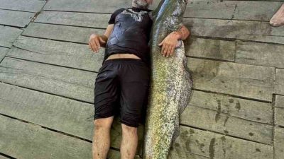 DÜZCE’DE MELEN ÇAYI’NDA AĞA TAKILAN 1 METRE 70 SANTİM UZUNLUĞUNDA