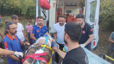 DÜZCE’DE FINDIK BAHÇESİNDE TIRPAN YAPAN M.K., AYAĞI KAYIP UÇURUMA YUVARLANINCA