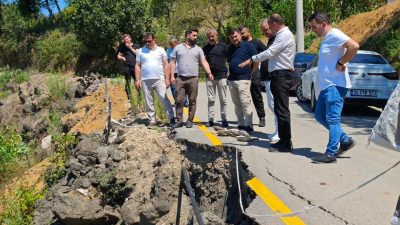 AK PARTİ DÜZCE MİLLETVEKİLİ ERCAN ÖZTÜRK, KURUKAVAK KÖYÜNDE HEYELAN MEYDANA