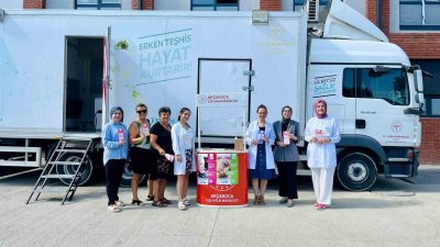 DÜZCE SAĞLIK MÜDÜRLÜĞÜ MOBİL KANSER TARAMA TIRI, AKÇAKOCA İLÇESİNDE KANSER