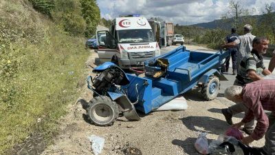 DÜZCE’DE FINDIK TOPLAMAYA GİDEN TARIM ALETİ PATPAT DEVRİLDİ. KAZADA 6’SI