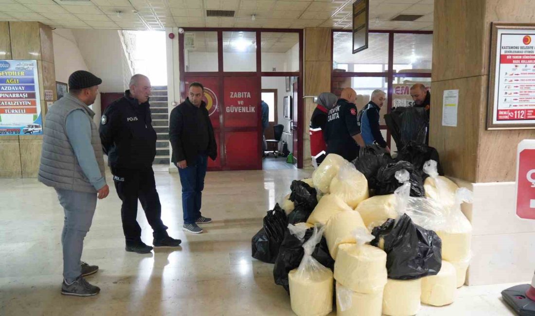 Kastamonu’da bandrolsüz bin150 kilogram tereyağı ile 750 kilogram burgulu peynir ele geçirildi