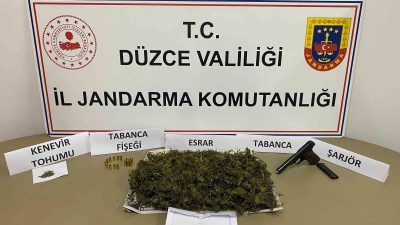 DÜZCE’NİN ÇİLİMLİ İLÇESİNDE JANDARMA EKİPLERİ TARAFINDAN YAPILAN ÇALIŞMADA 650 GRAM