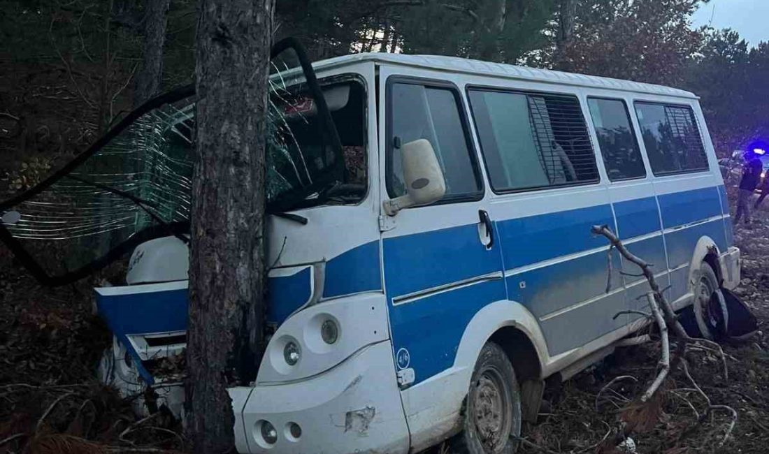 BİLECİK’TE YOLDAN ÇIKAN MİNİBÜSÜN AĞACA ÇARPMASI SONUCUNDA 5 KİŞİ YARALANDI.