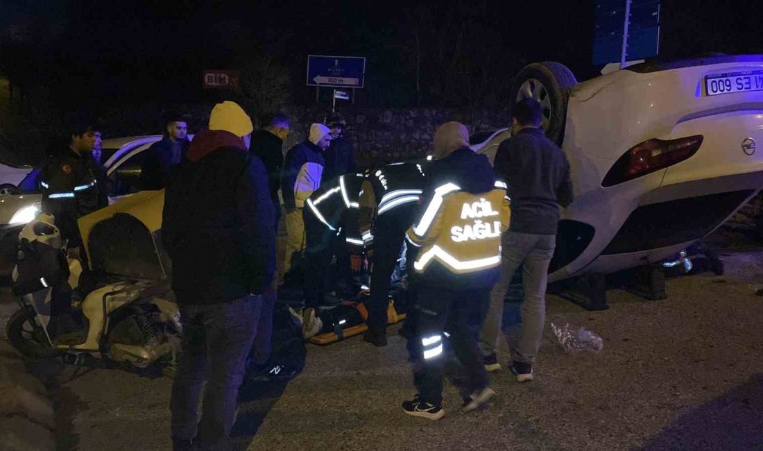 KOCAELİ'NİN İZMİT İLÇESİNDE KAVŞAKTA ÇARPIŞAN 2 ARAÇ TAKLA ATTI, MEYDANA