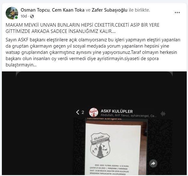 Söğütspor eski Başkanı Zafer Subaşıoğlu, kendisini eleştirdiği için ASKF gruplarından