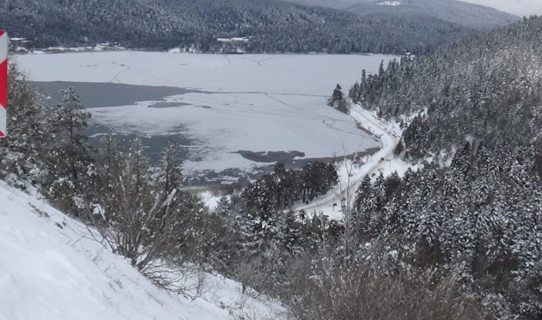 Bolu’da dört bir yanı çam ağaçlarıyla kaplı Abant Gölü Milli