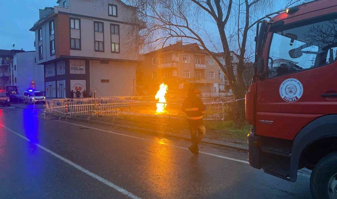 Kocaeli’nin Kartepe ilçesinde sondaj çalışması sırasında yüzeye çıkan metan gazının
