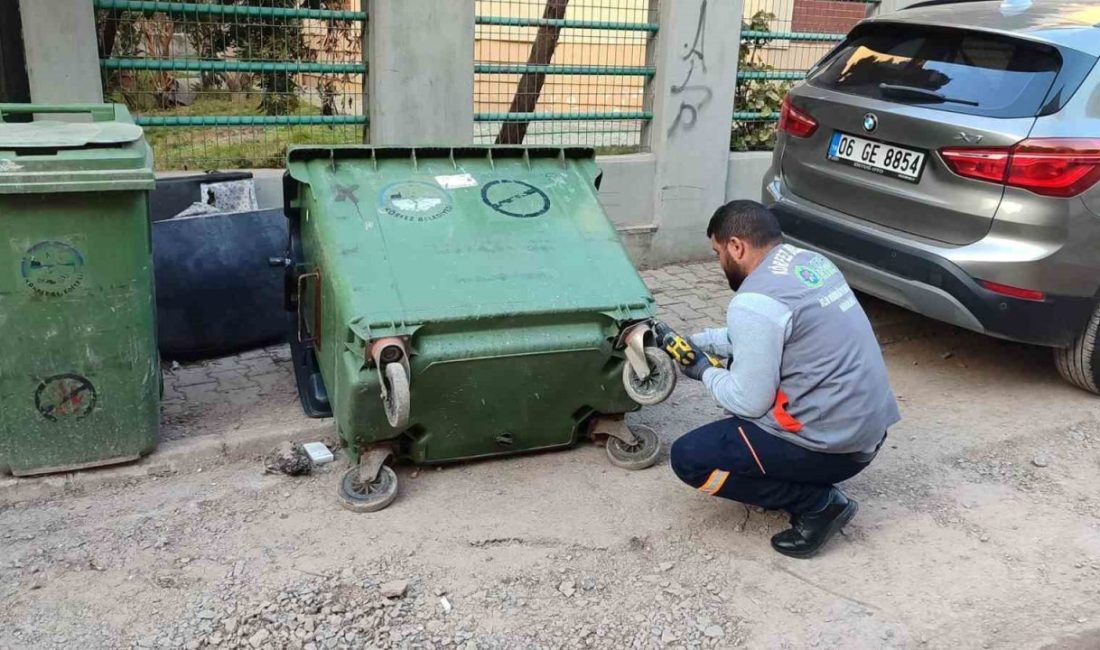 Körfez’de ekipler, ilçede kırık durumda olan ve zamanla deforme olan