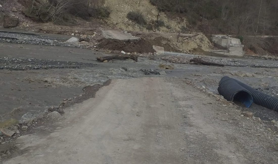 Kastamonu’nun Çatalzeytin ilçesinde kar sularının erimesiyle birlikte heyelan meydana geldi.