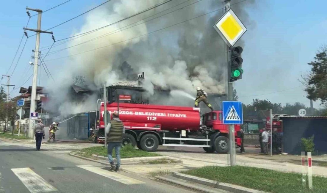 Alevler 2 katlı binayı kül etti DÜZCE(İHA) – Düzce’nin Akpınar Mahallesi’nde 2 katlı bina alevlere teslim