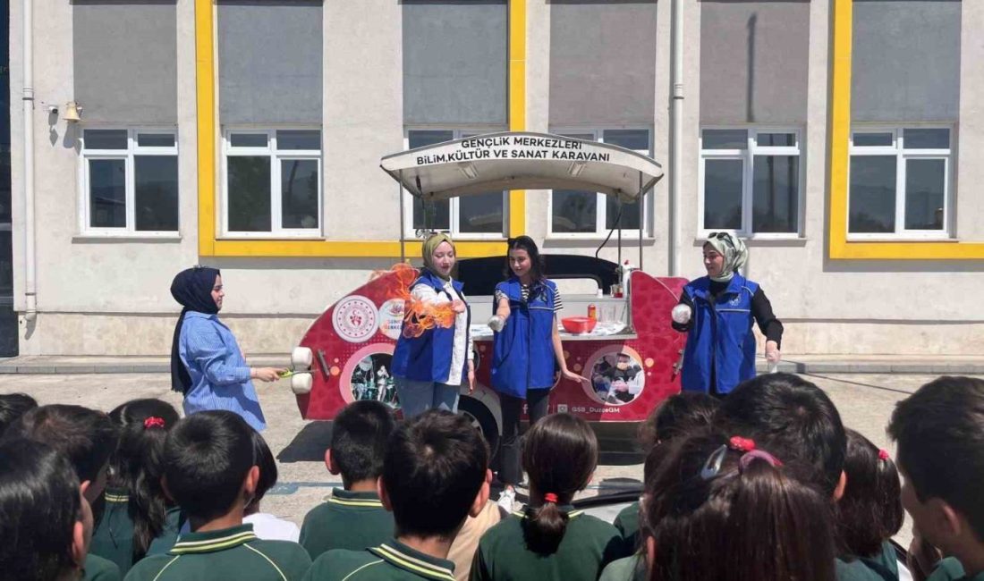 Bilim karavanında deney yaptılar DÜZCE (İHA) – Düzce Gençlik ve Spor Müdürlüğü bilim karavanı