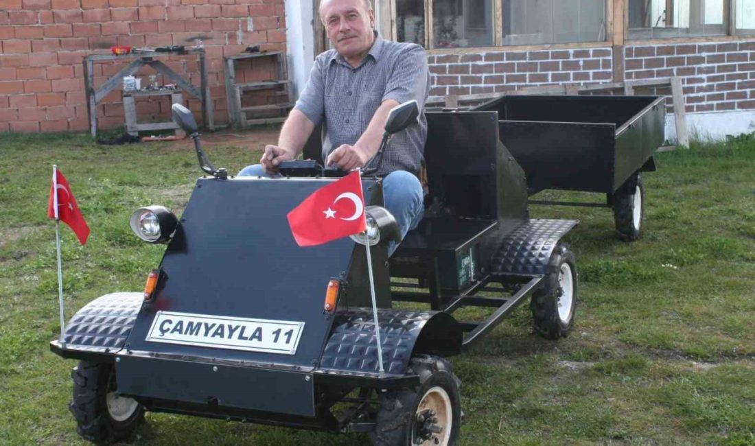 Çamyayla Köyü’nün ilk yerli ve milli arazi aracı Bilecik’in Bozüyük ilçesine bağlı Çamyayla Köyü Muhtarı Engin Gülnihal’ın römorkuyla