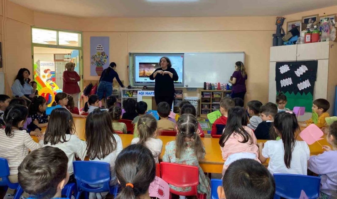 Çocuklara aşı bilinci eğitimi DÜZCE(İHA) – Düzce Sağlık Müdürlüğü Cumayeri Toplum Sağlığı Merkezi eğitim