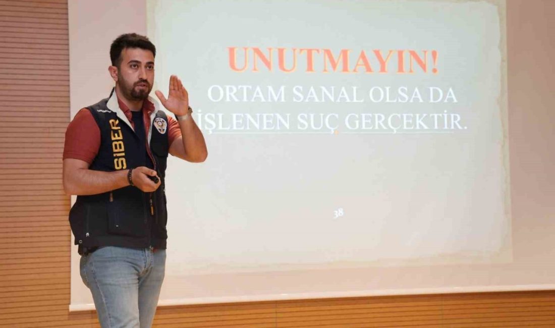Öğrencilere siber suçlar anlatıldı Düzce Üniversitesi Sağlık Bilimleri Fakültesi tarafından dijital dünyada karşılaşılan tehlikelere