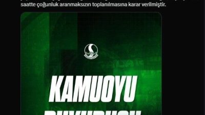 Sakaryaspor Kulübü Derneği Yönetim Kurulu, gerçekleştirdikleri toplantıda Olağanüstü Genel Kurur