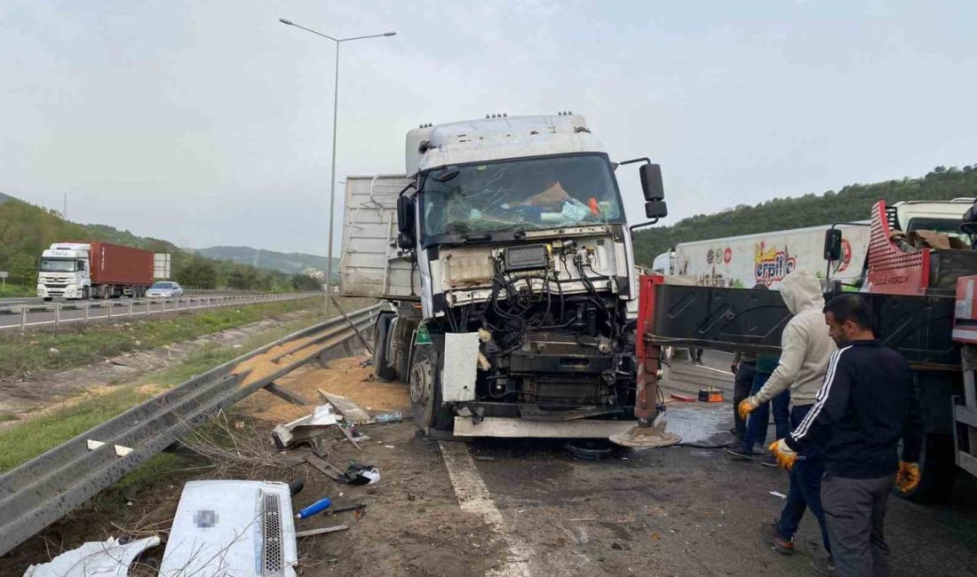 TEM’de sürücüsünün uyuduğu iddia edilen buğday yüklü tır devrildi TEM Otoyolu’nun Bolu geçişinde sürücüsünün uyuduğu iddia edilen buğday yüklü