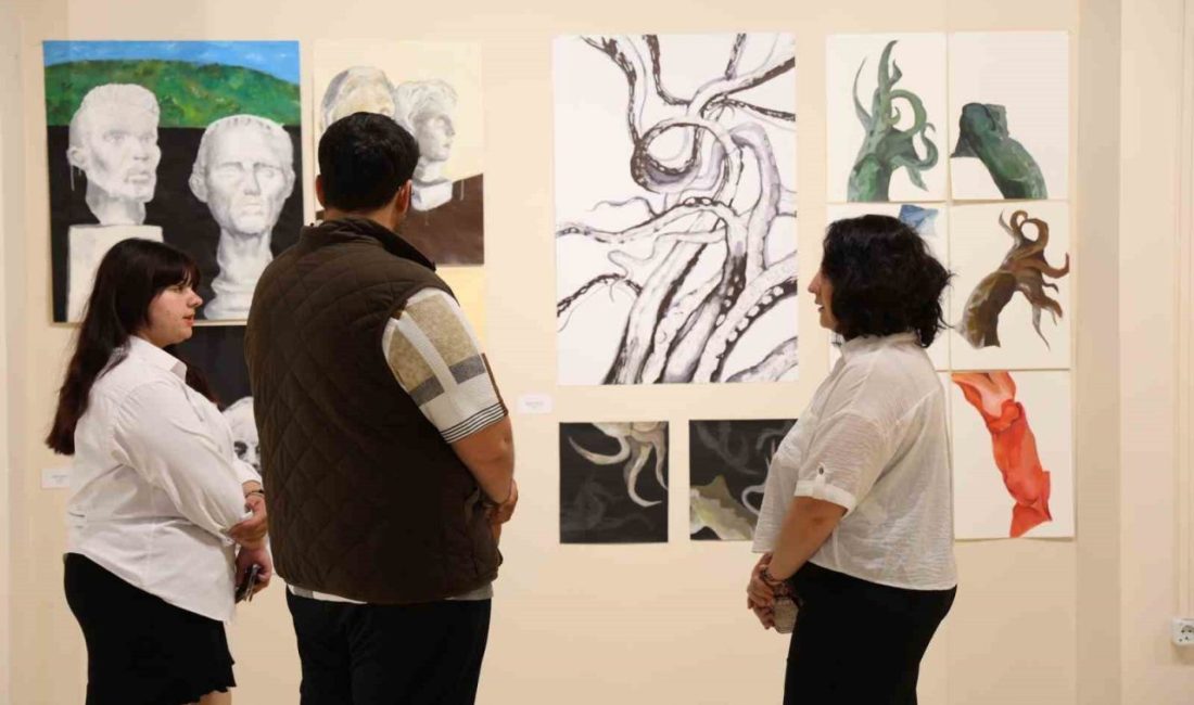 Yılsonu sergisi sanatseverlerle buluştu Düzce Üniversitesi Sanat, Tasarım ve Mimarlık Fakültesi Resim Bölümü öğrencilerinin