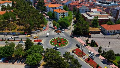 Bolu Belediyesi ekipleri tarafından orta refüjlere ve dönel kavşaklara dikilen