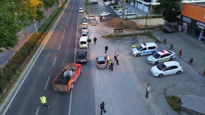 Düzce’de Kurban Bayramı tedbirleri çerçevesinde polis ekipleri drone destekli denetimlerini