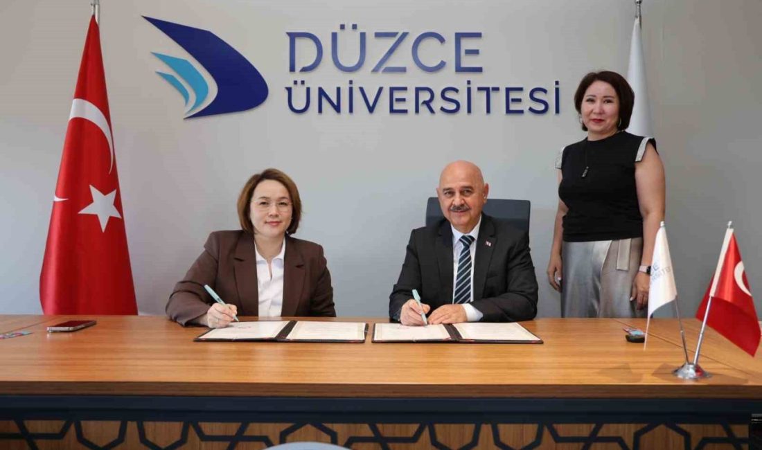 Eğitimde iş birliği yapacaklar Düzce Üniversitesi’nin uluslararası iş birliği ortaklarından West Kazakhstan Marat Ospanov