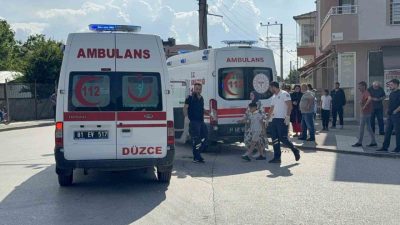 Düzce’de yolu karşıdan karşıya geçen 2 çocuk gelen otomobilin kendilerine