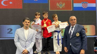 Karadağ’da 29. Balkan Çocuklar Karate Şampiyonası’na katılan Körfez Gençlerbirliği Spor