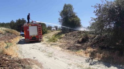 Bolu’nun Mudurnu ilçesinde kuru otların bulunduğu alanda yangın çıktı. Yangını