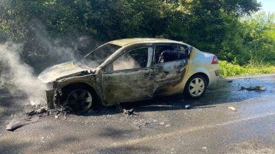 Bolu-Seben kara yolunda bir otomobilin motor kısmında çıkan yangın sebebiyle