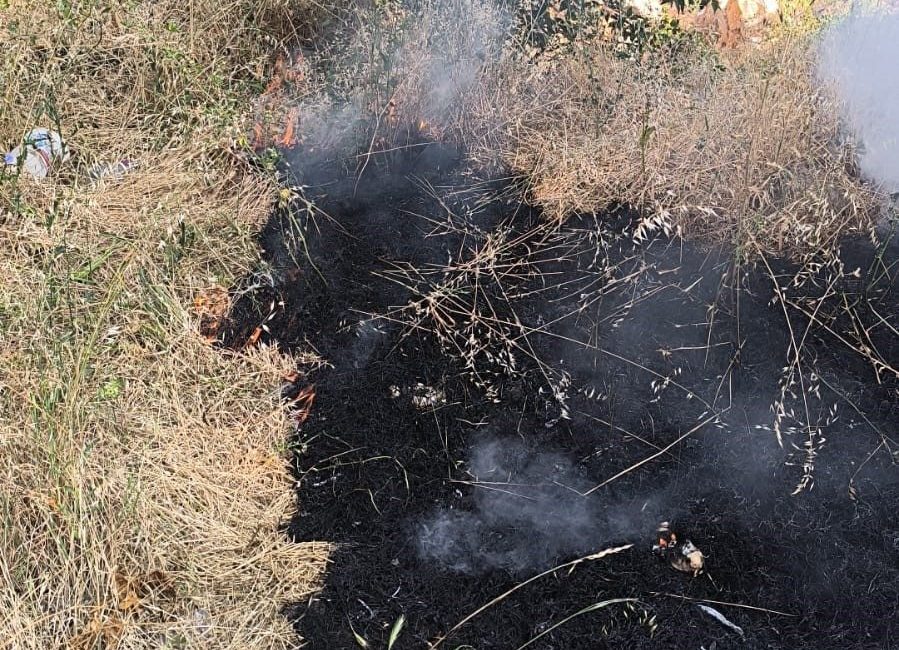 Temizlik amaçlı yakılan otlar kontrolden çıktı Bilecik’te bir bahçede temizlik amacı ile yakılan otlardan yayılan alevler,