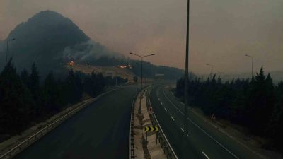 Bilecik’te orman yangını etkisini iyice arttırırken D-650 karayolu çift taraflı