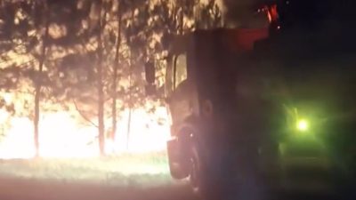 Bolu’da tarım arazisi ile ormanlık alan arasında çıkan örtü yangını,