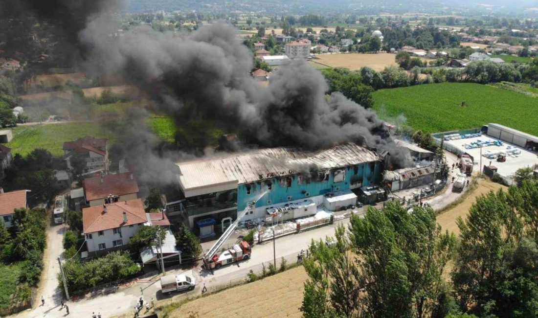 Bolu’daki fabrika yangını havadan görüntülendi Bolu’da medikal ürünler üreten fabrikada çıkan ve çevredeki evleri de