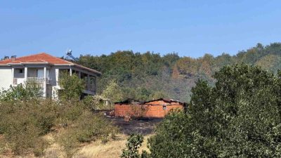 Düzce-Sakarya sınırında ormanlık alanda çıkan yangına havadan ve karadan müdahale