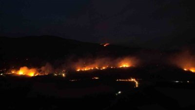 Sakarya-Bilecik sınırında kısmen kontrol altına alınan orman yangınında, akşam saatlerinde