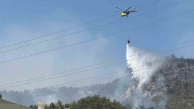 Sakarya Valiliği, Geyve’de devam eden orman yangınına 12 helikopter, 6