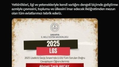 15 Haziran tarihinde yapılan Liselere Geçiş Sistemi (LGS) sınavında Sakarya’dan