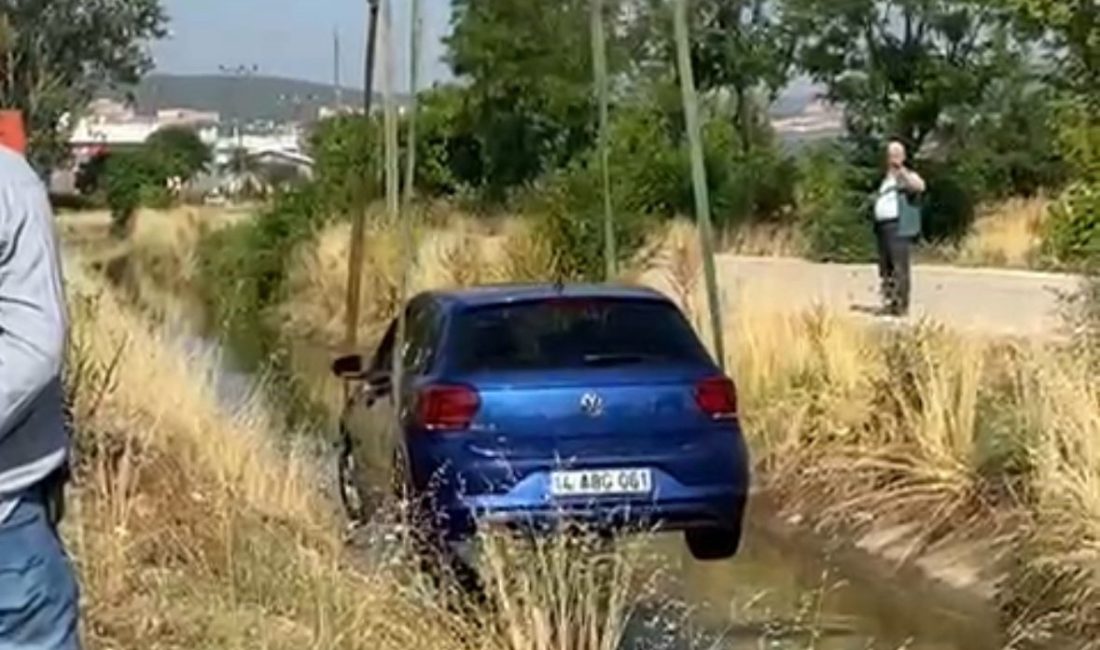 Bolu’da gece saatlerinde sulama kanalına uçan otomobil, sabah saatlerinde bulunduğu