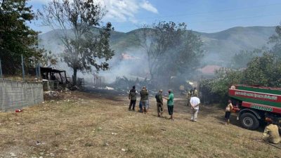 Kastamonu’nun Çatalzeytin ilçesinde alevlere teslim olan ev ve ambar kullanılmaz